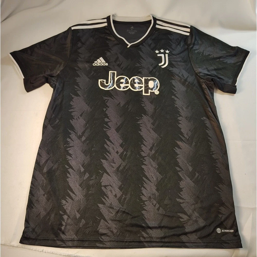 Adidas Juventus 2022-23 Away Soccer Jersey Black Carbon Jeep Graphic Print XL